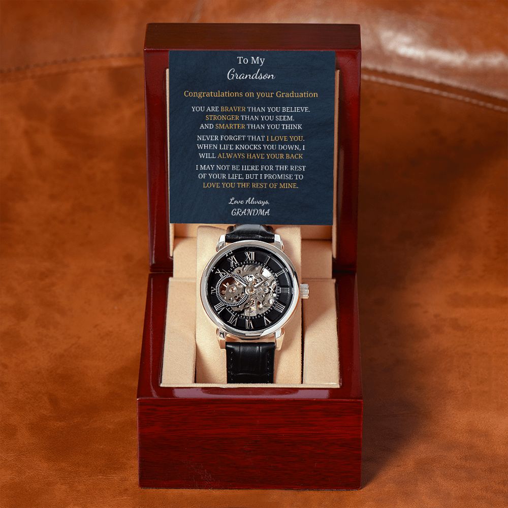 To My Grandson - Graduation (Men's Openwork Watch)