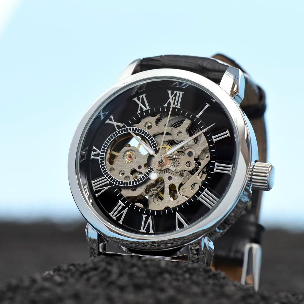 To My Handsome Dad. Happy Father's Day (Men's Openwork Watch)(Message Card Personalizer)
