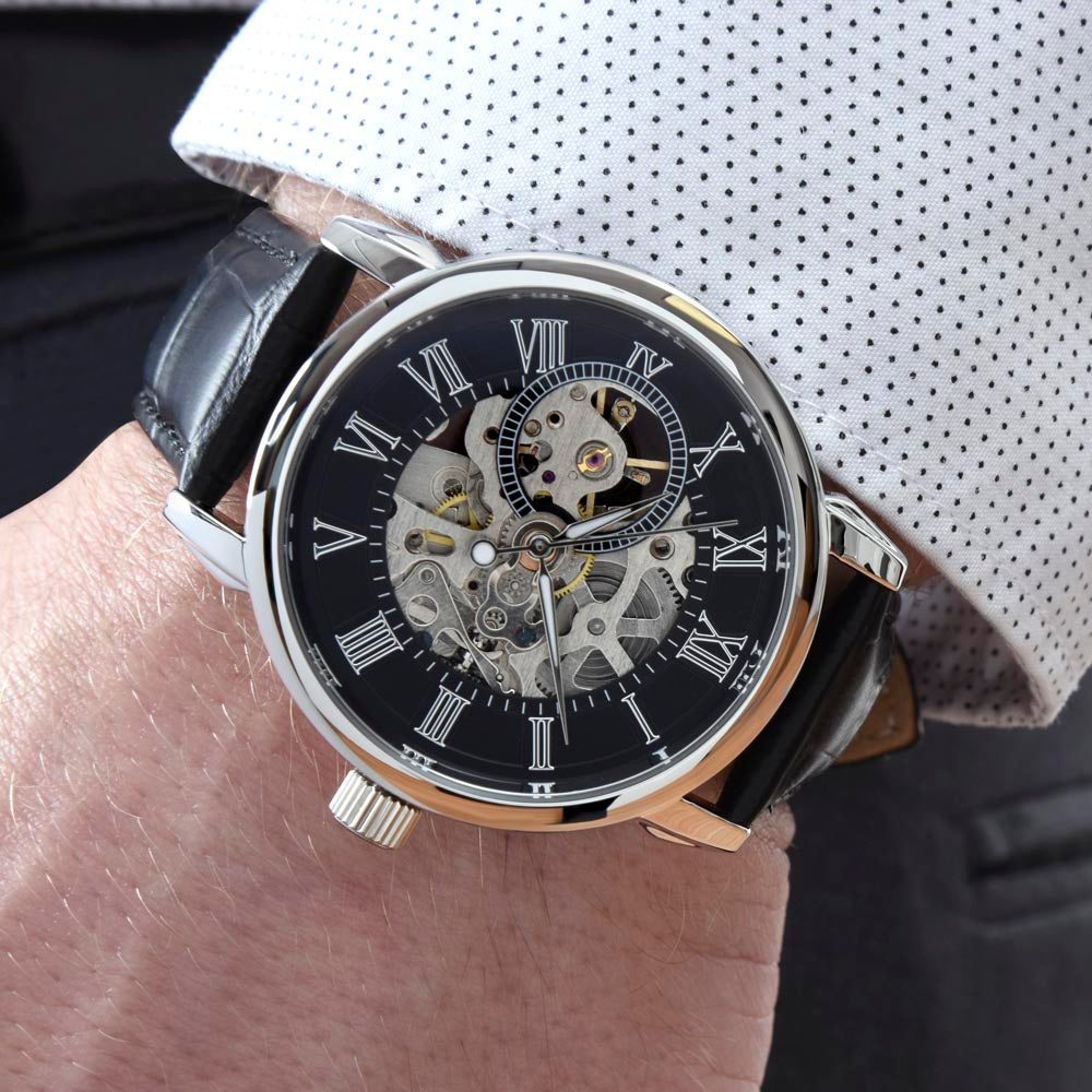 To My Loving Dad. Wisdom and Time (Men's Openwork Watch)