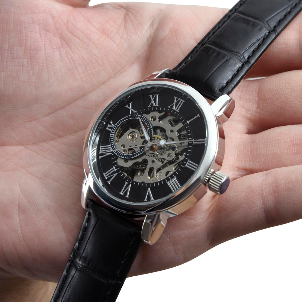 To My Handsome Dad. Happy Father's Day (Men's Openwork Watch)(Message Card Personalizer)