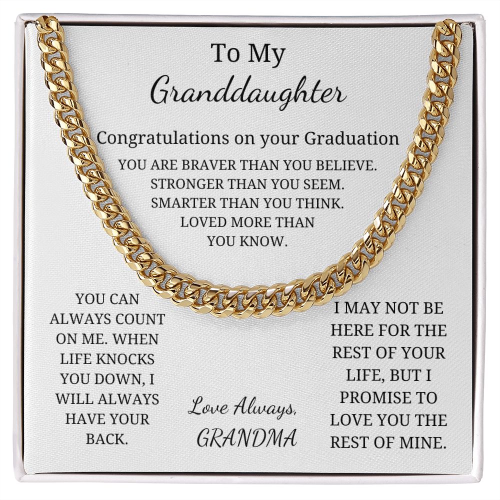 To My Granddaughter - Loved more than you know - You can always count on me (Cuban Link Chain necklace Female)