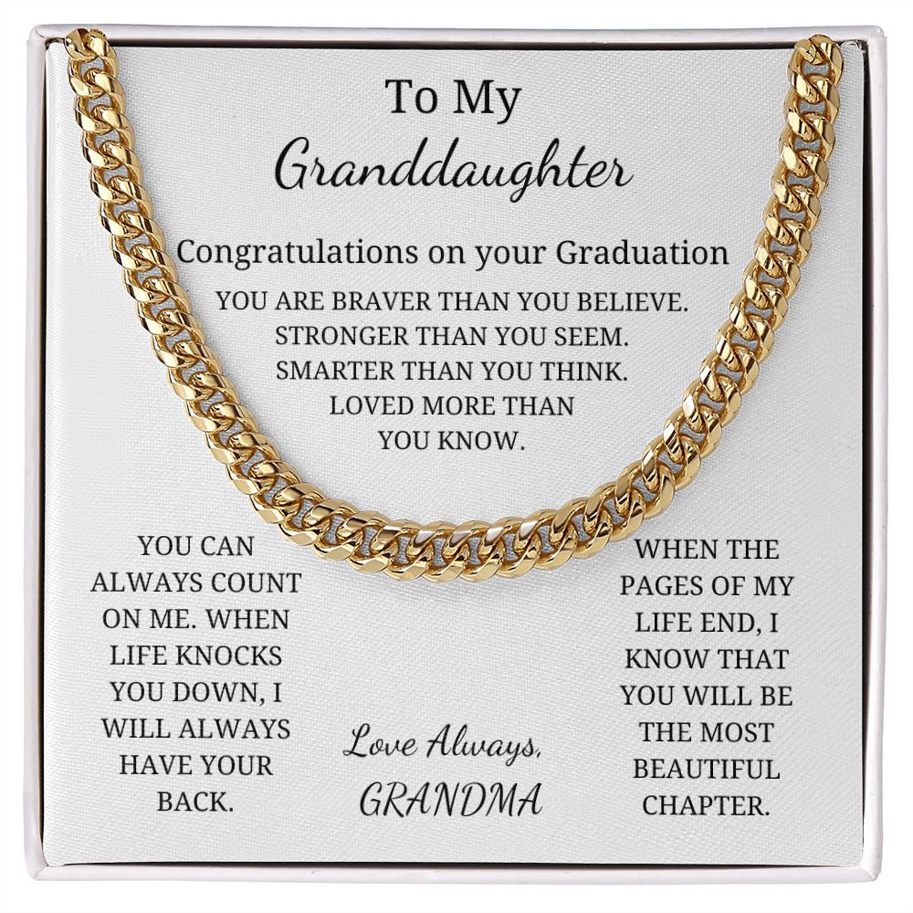 To My Granddaughter - When the pages of my life end, I know that you will be the most beautiful chapter (Cuban Link Chain necklace Female)