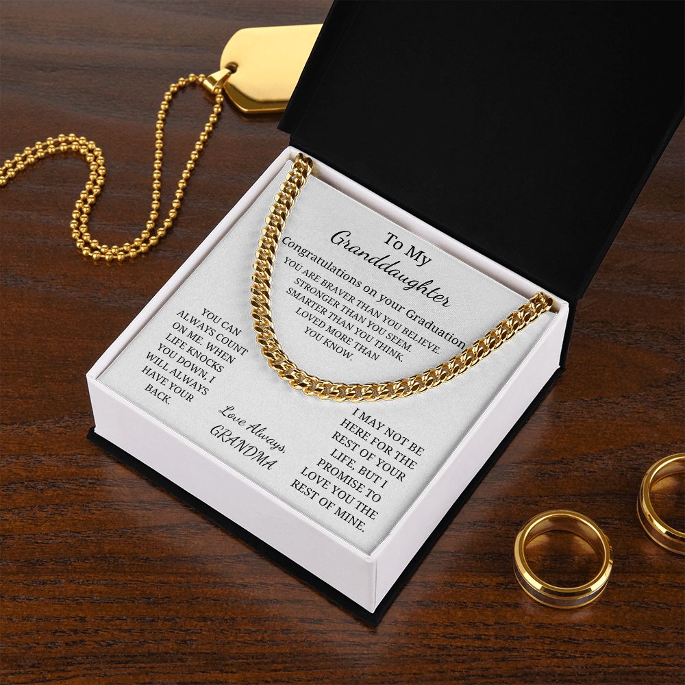 To My Granddaughter - Loved more than you know - You can always count on me (Cuban Link Chain necklace Female)
