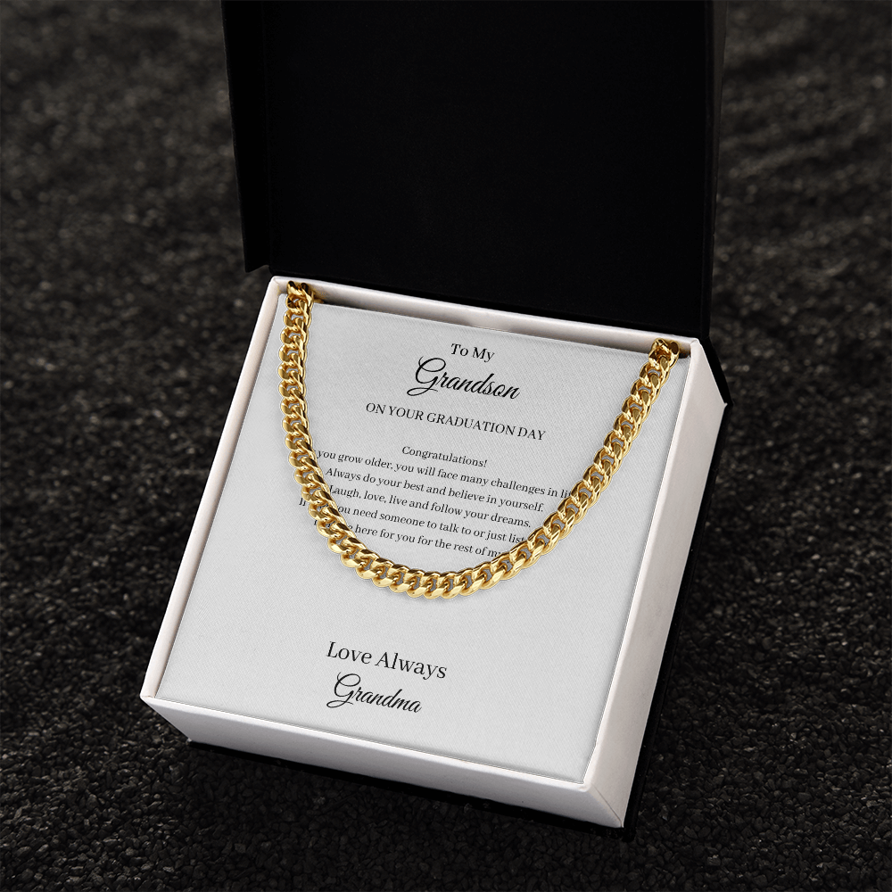 To My Grandson - Graduation (Cuban Link Chain Necklace)