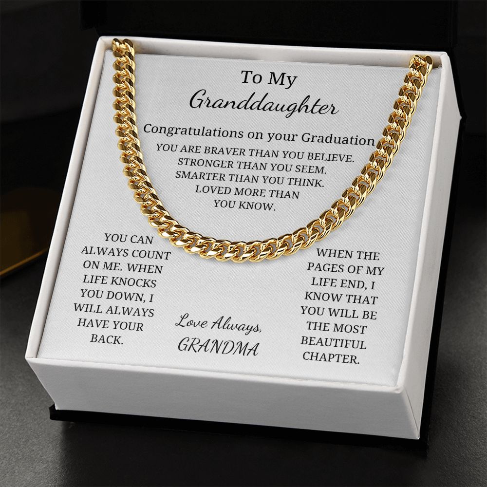 To My Granddaughter - When the pages of my life end, I know that you will be the most beautiful chapter (Cuban Link Chain necklace Female)
