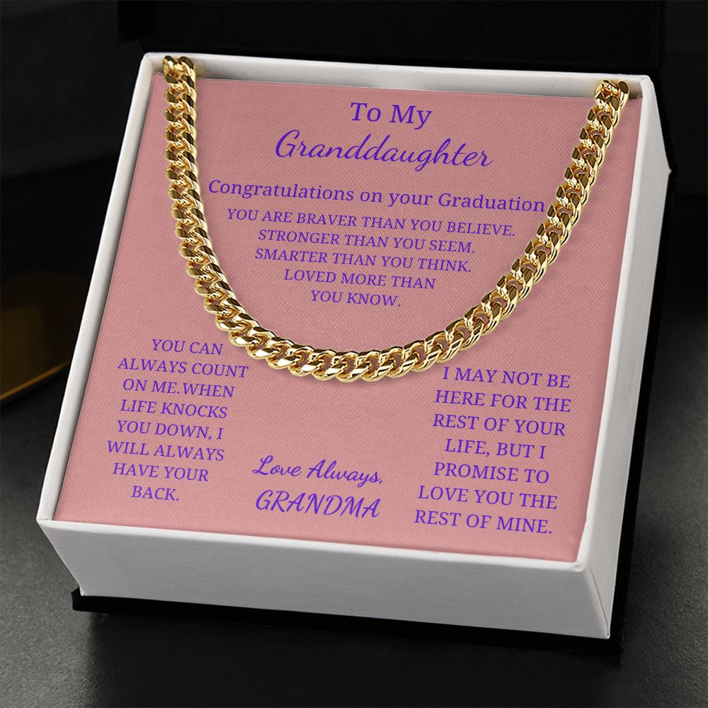 To My Granddaughter - Loved more than you know (Cuban Link Chain necklace Female)