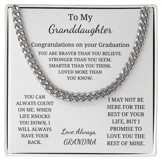 To My Granddaughter - Loved more than you know - You can always count on me (Cuban Link Chain necklace Female)