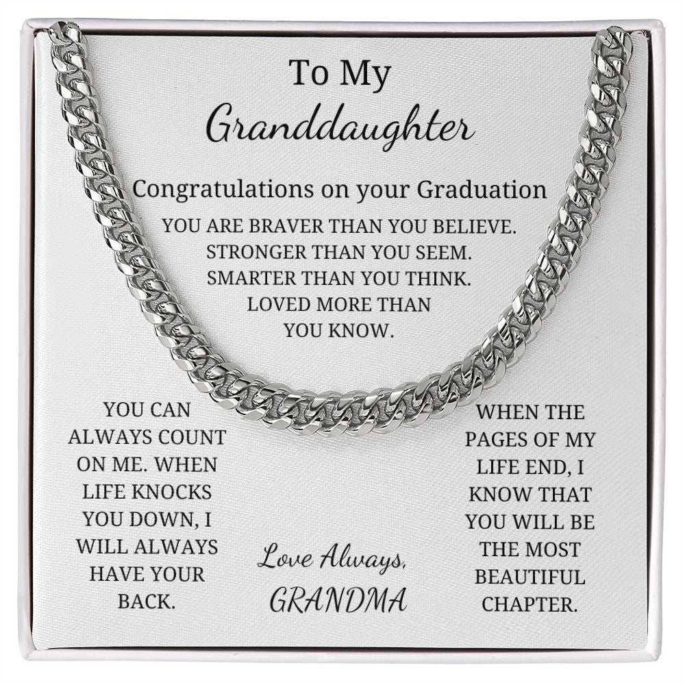 To My Granddaughter - When the pages of my life end, I know that you will be the most beautiful chapter (Cuban Link Chain necklace Female)