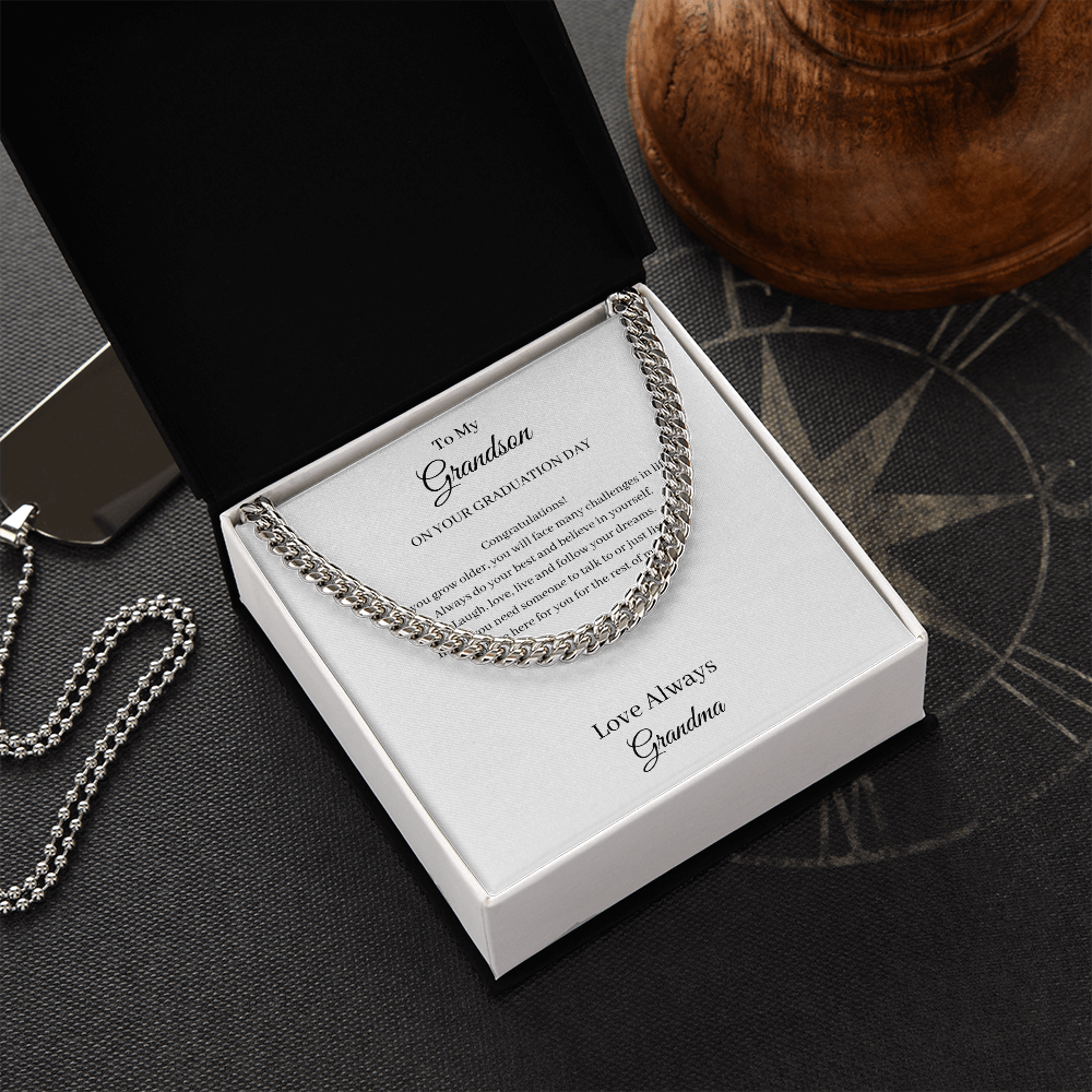 To My Grandson - Graduation (Cuban Link Chain Necklace)
