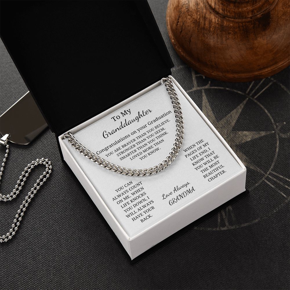 To My Granddaughter - When the pages of my life end, I know that you will be the most beautiful chapter (Cuban Link Chain necklace Female)