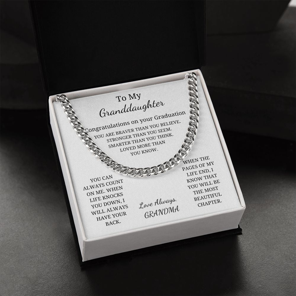 To My Granddaughter - When the pages of my life end, I know that you will be the most beautiful chapter (Cuban Link Chain necklace Female)