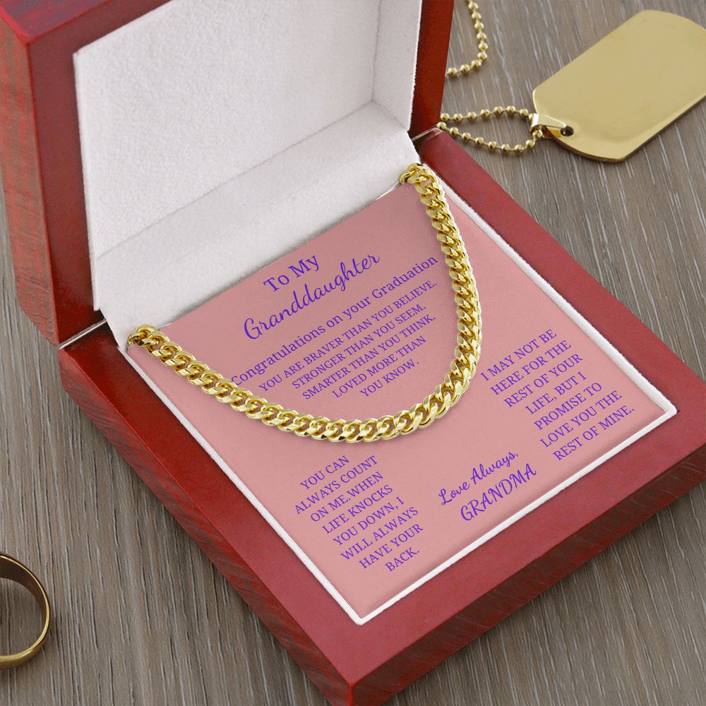 To My Granddaughter - Loved more than you know (Cuban Link Chain necklace Female)
