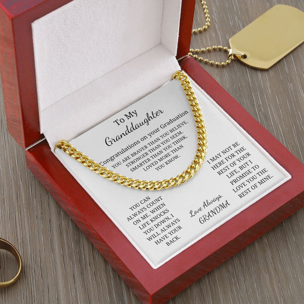 To My Granddaughter - Loved more than you know - You can always count on me (Cuban Link Chain necklace Female)