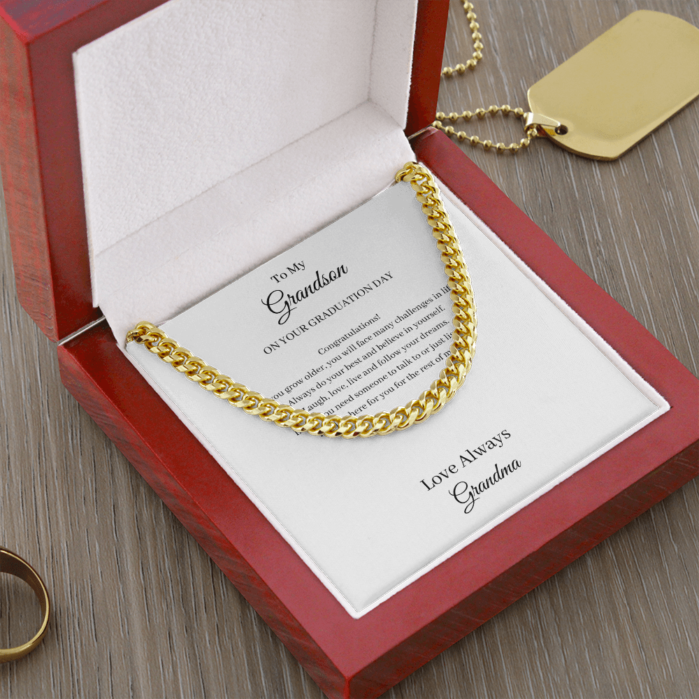 To My Grandson - Graduation (Cuban Link Chain Necklace)