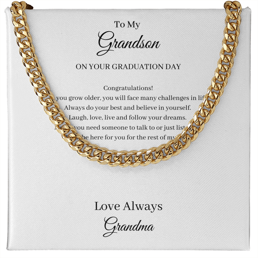 To My Grandson - Graduation (Cuban Link Chain Necklace)