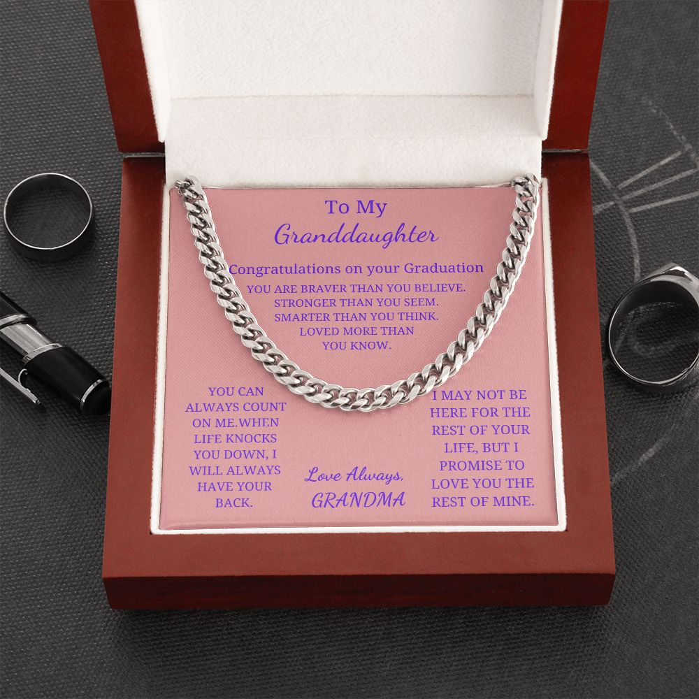 To My Granddaughter - Loved more than you know (Cuban Link Chain necklace Female)