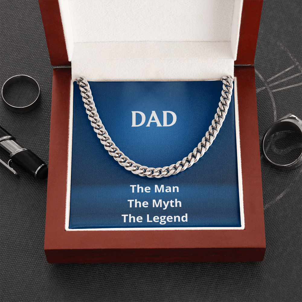 DAD - The Man, The Myth, The Legend (Cuban Link Chain) (Message Card Personalizer)