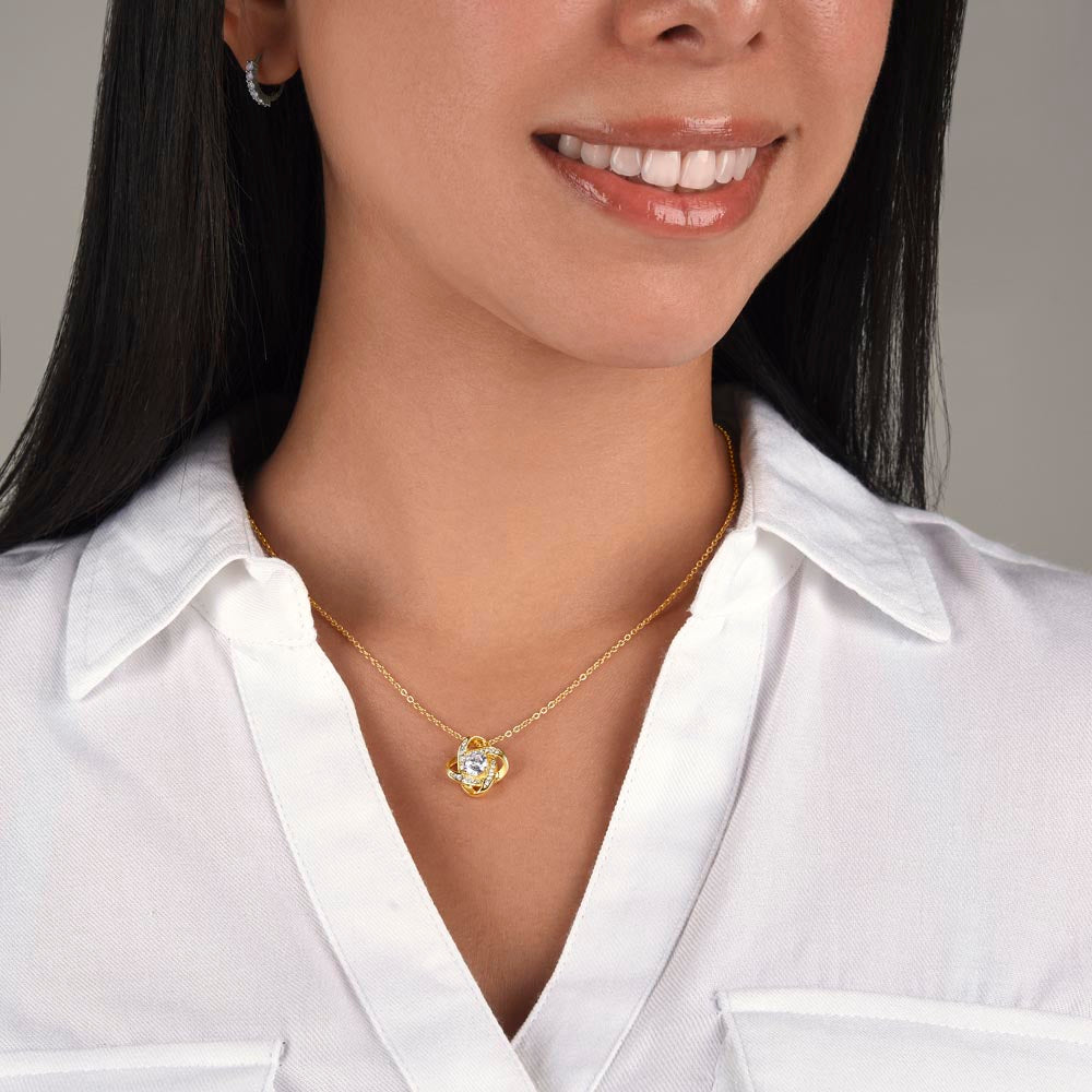 To my Daughter - Suddenly a woman stood where a girl used to be - Love Dad (Love Knot necklace)