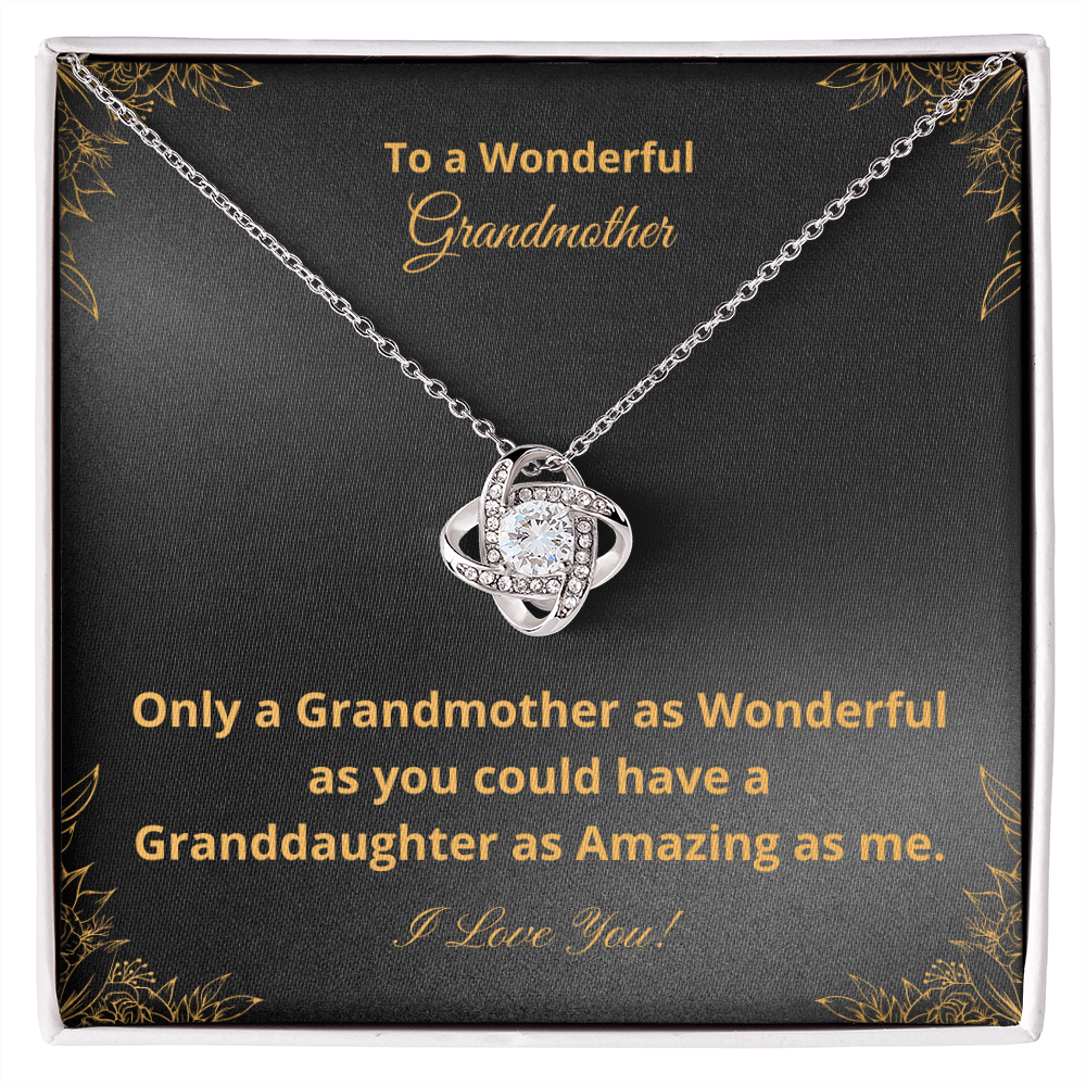 To A Wonderful Grandmother - Amazing Granddaughter - Black and Gold (Love Knot necklace)