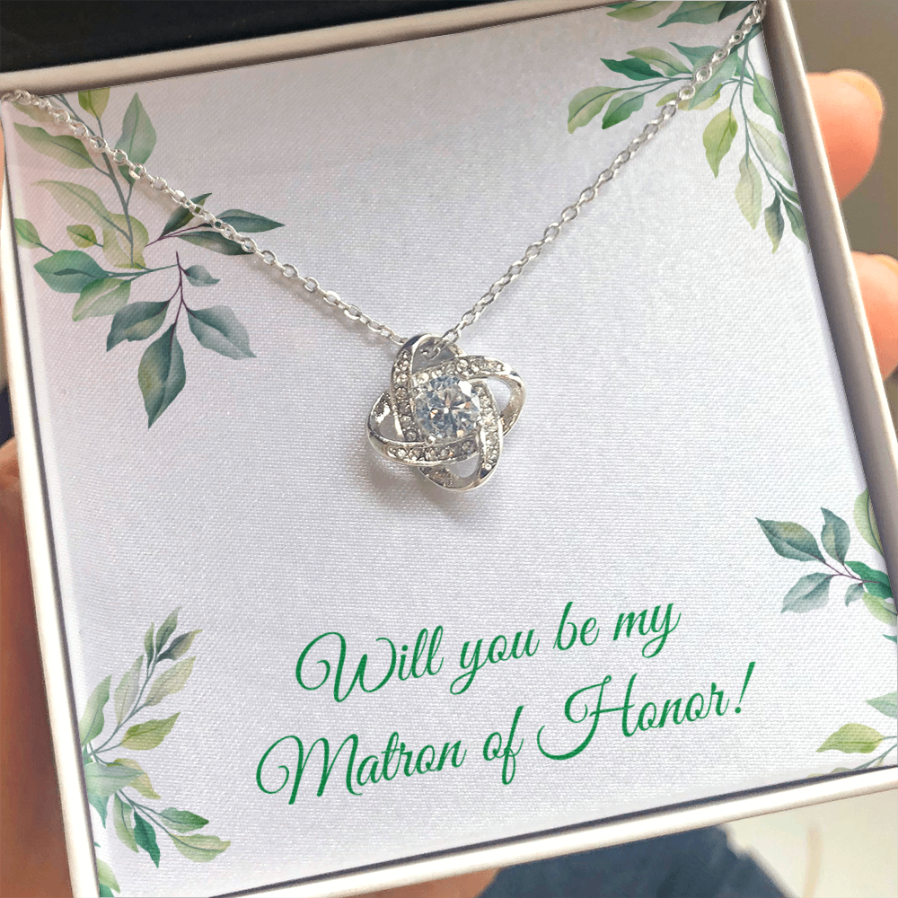 Wedding - Will you be my matron of honor (Love Knot necklace) (Message Card Personalizer)