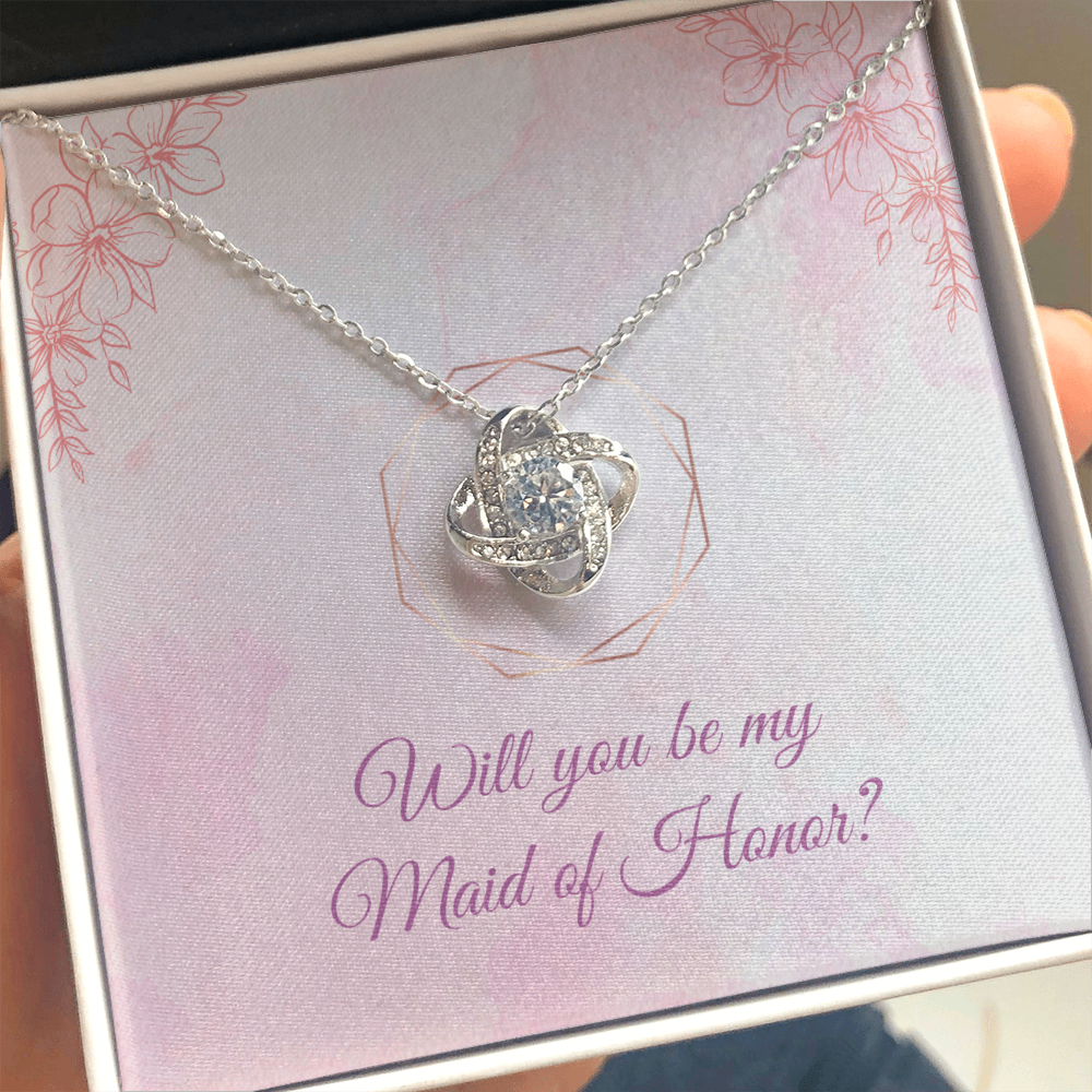 Wedding - Will you be my maid of honor (Love Knot necklace) (Message Card Personalizer)