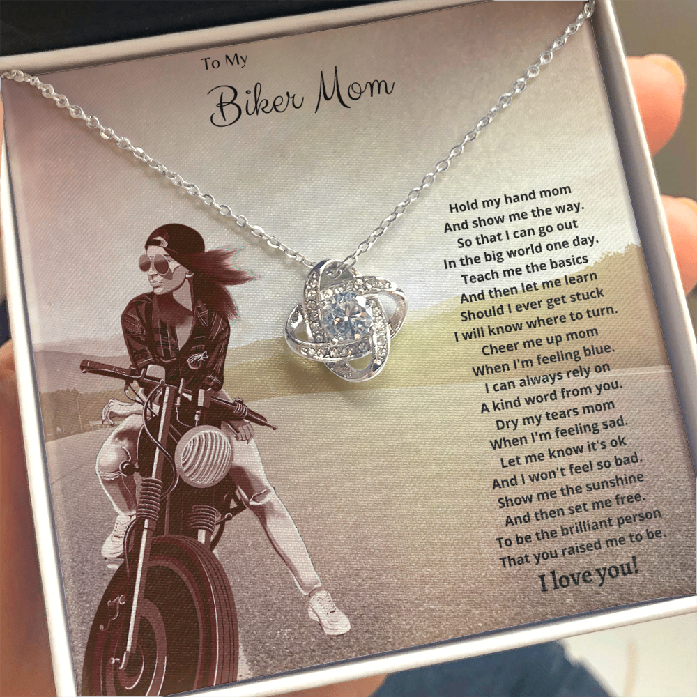 To My Biker Mom. Hold my hand (Love Knot necklace)