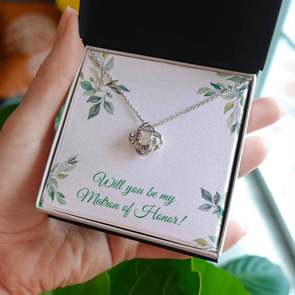 Wedding - Will you be my matron of honor (Love Knot necklace) (Message Card Personalizer)