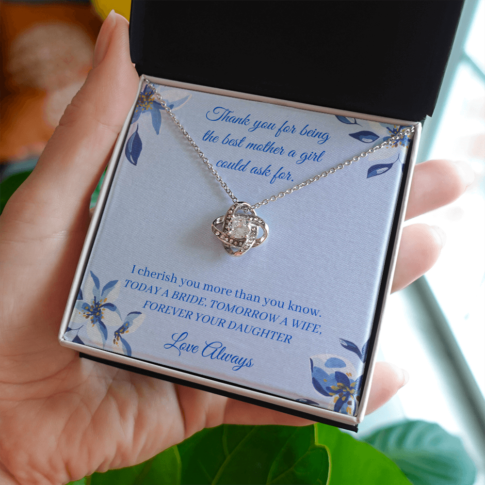 Wedding - Best Mother - Forever Your Daughter (Love Knot necklace) (Message Card Personalizer)