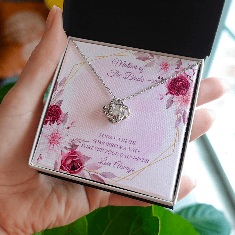 Wedding - Mother of the Bride - Forever Your Daughter (Love Knot necklace) (Message Card Personalizer)