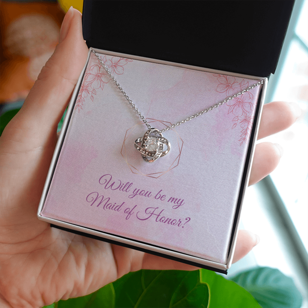 Wedding - Will you be my maid of honor (Love Knot necklace) (Message Card Personalizer)