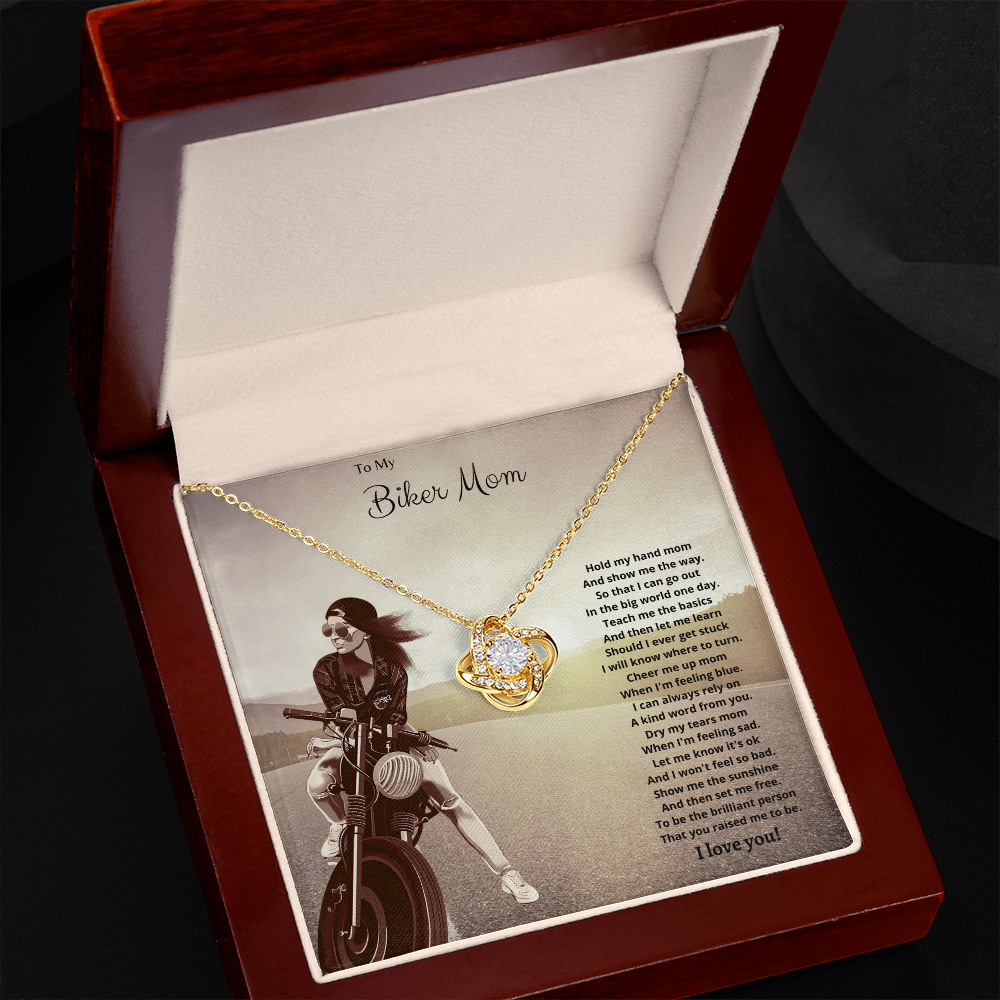 To My Biker Mom. Hold my hand (Love Knot necklace)