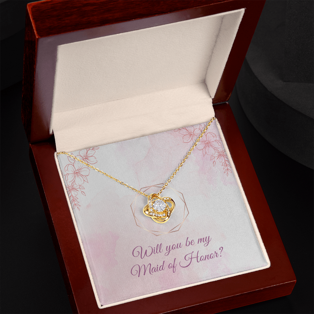 Wedding - Will you be my maid of honor (Love Knot necklace) (Message Card Personalizer)