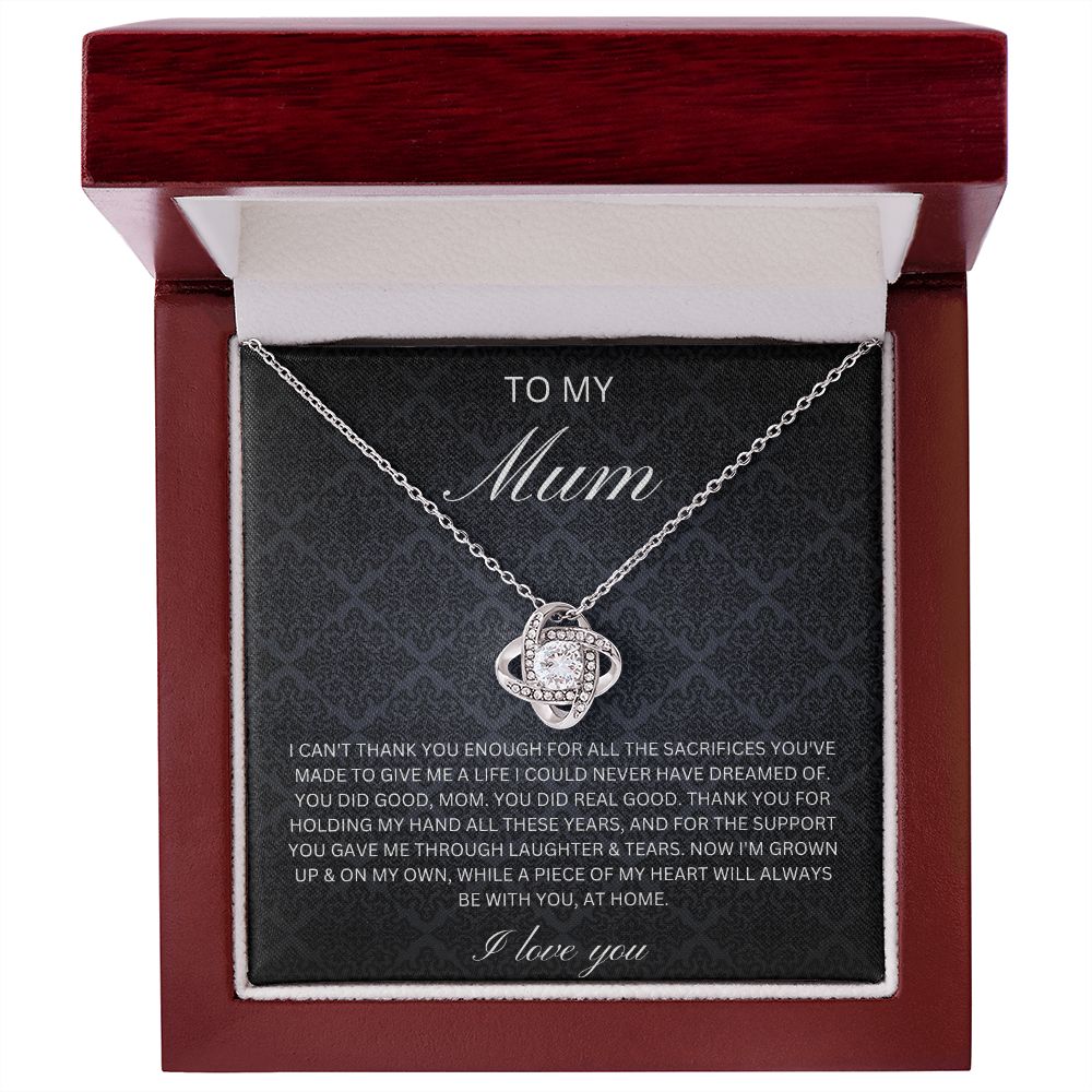 To my Mum - Thank you for holding my hand (Love knot necklace)