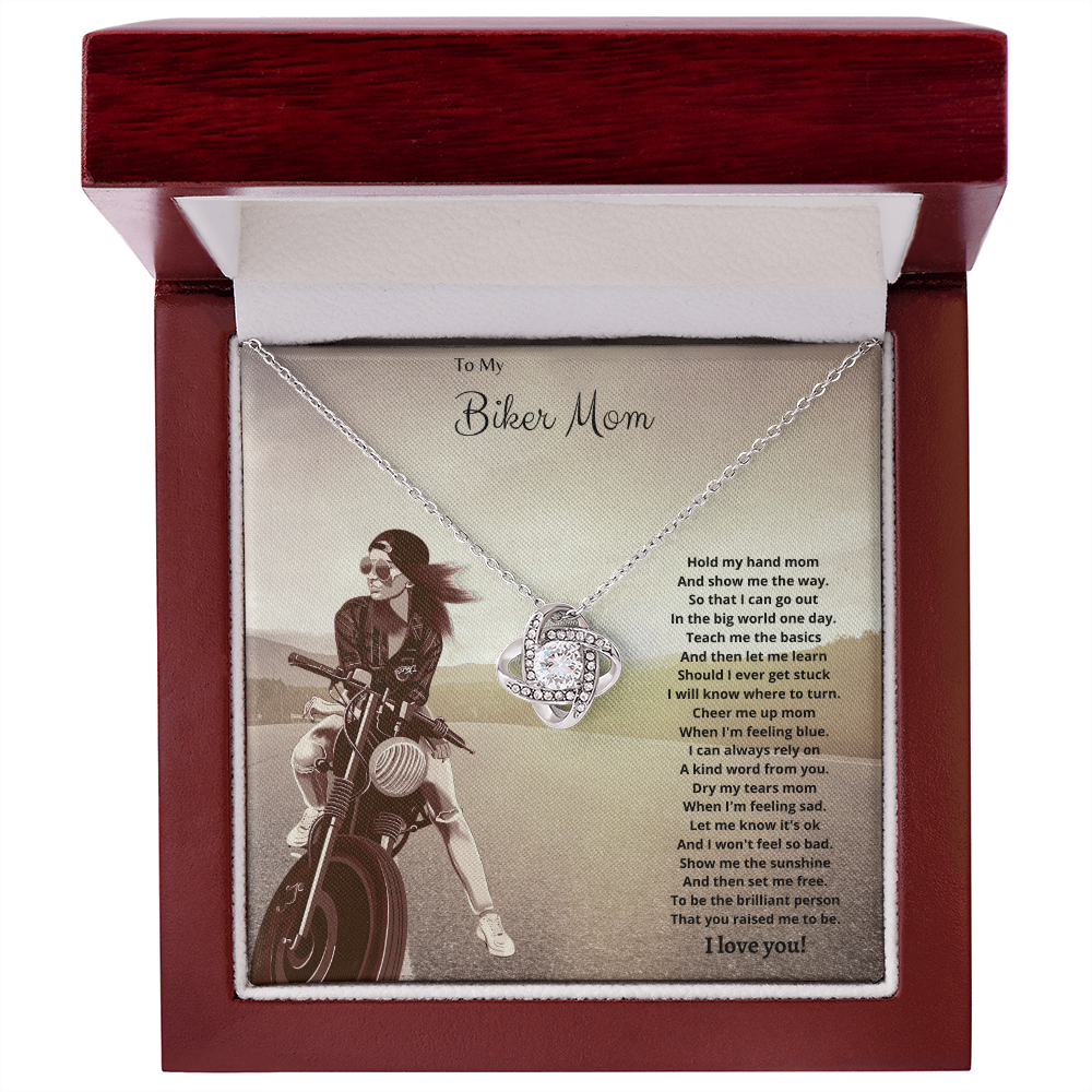 To My Biker Mom. Hold my hand (Love Knot necklace)