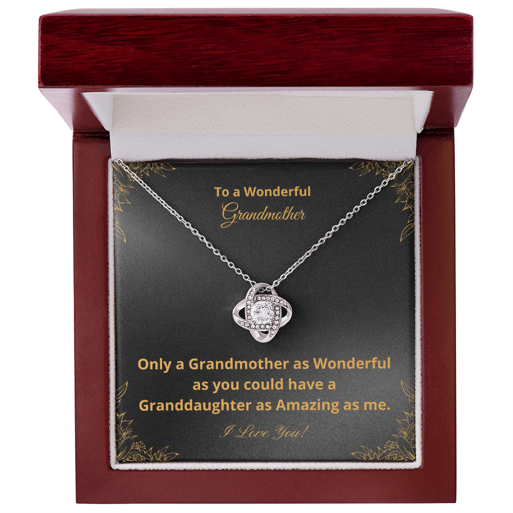 To A Wonderful Grandmother - Amazing Granddaughter - Black and Gold (Love Knot necklace)