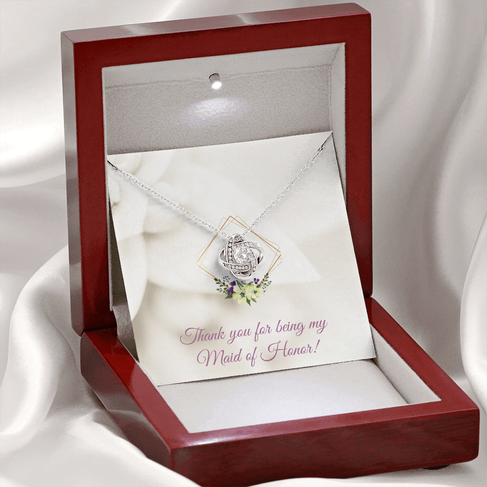 Wedding - Thank you for being my maid of honor (Love Knot necklace) (Message Card Personalizer)