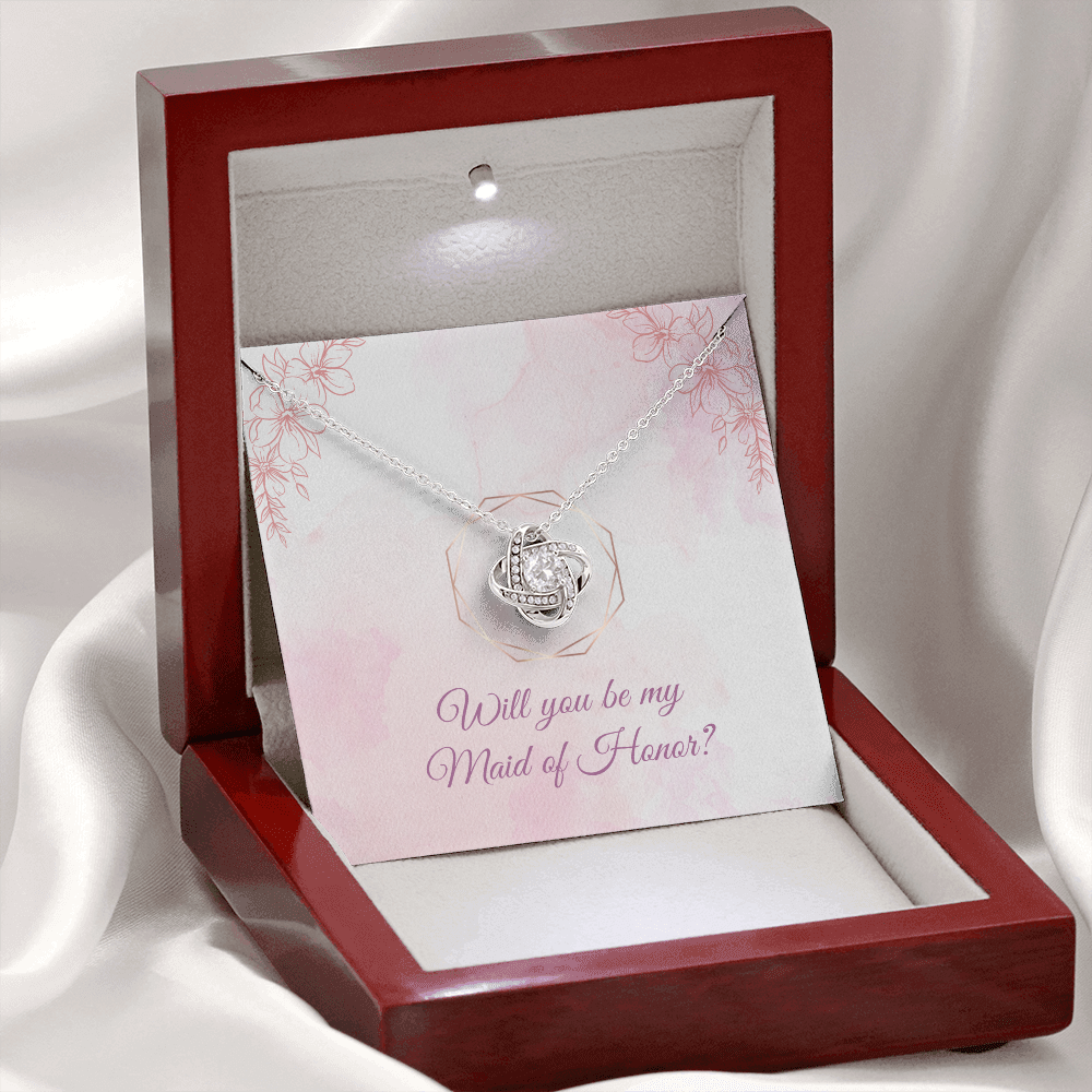 Wedding - Will you be my maid of honor (Love Knot necklace) (Message Card Personalizer)