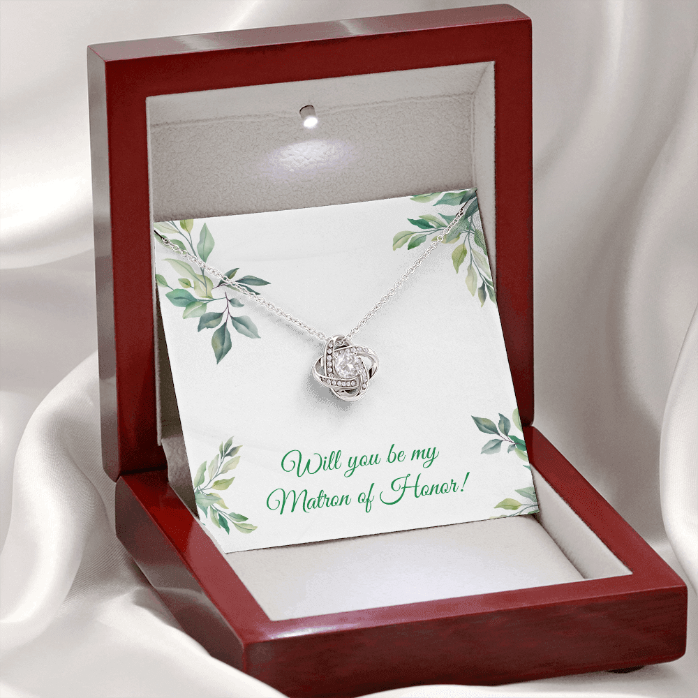 Wedding - Will you be my matron of honor (Love Knot necklace) (Message Card Personalizer)