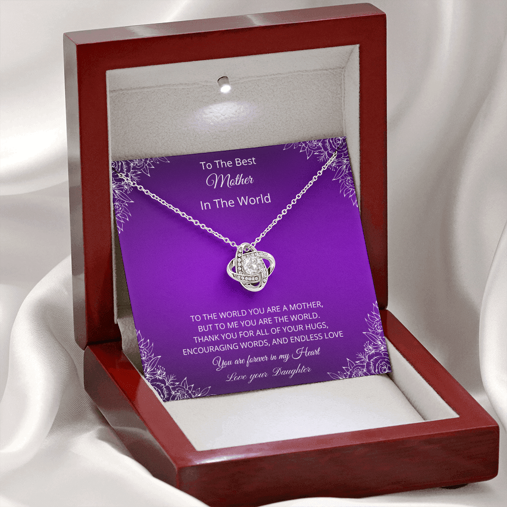 To The Best Mother In The World - Purple (Love Knot necklace)
