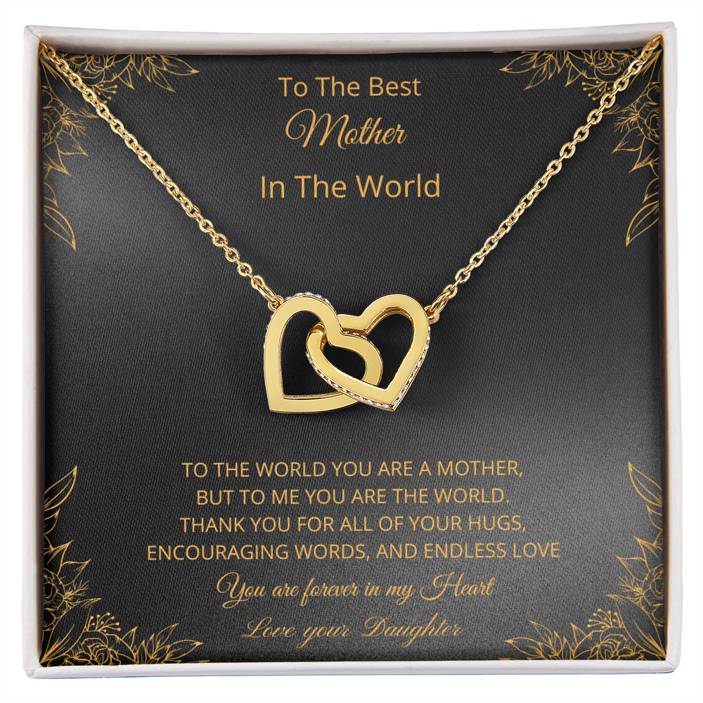 To The Best Mother In The World - Black (Interlocking Hearts necklace)