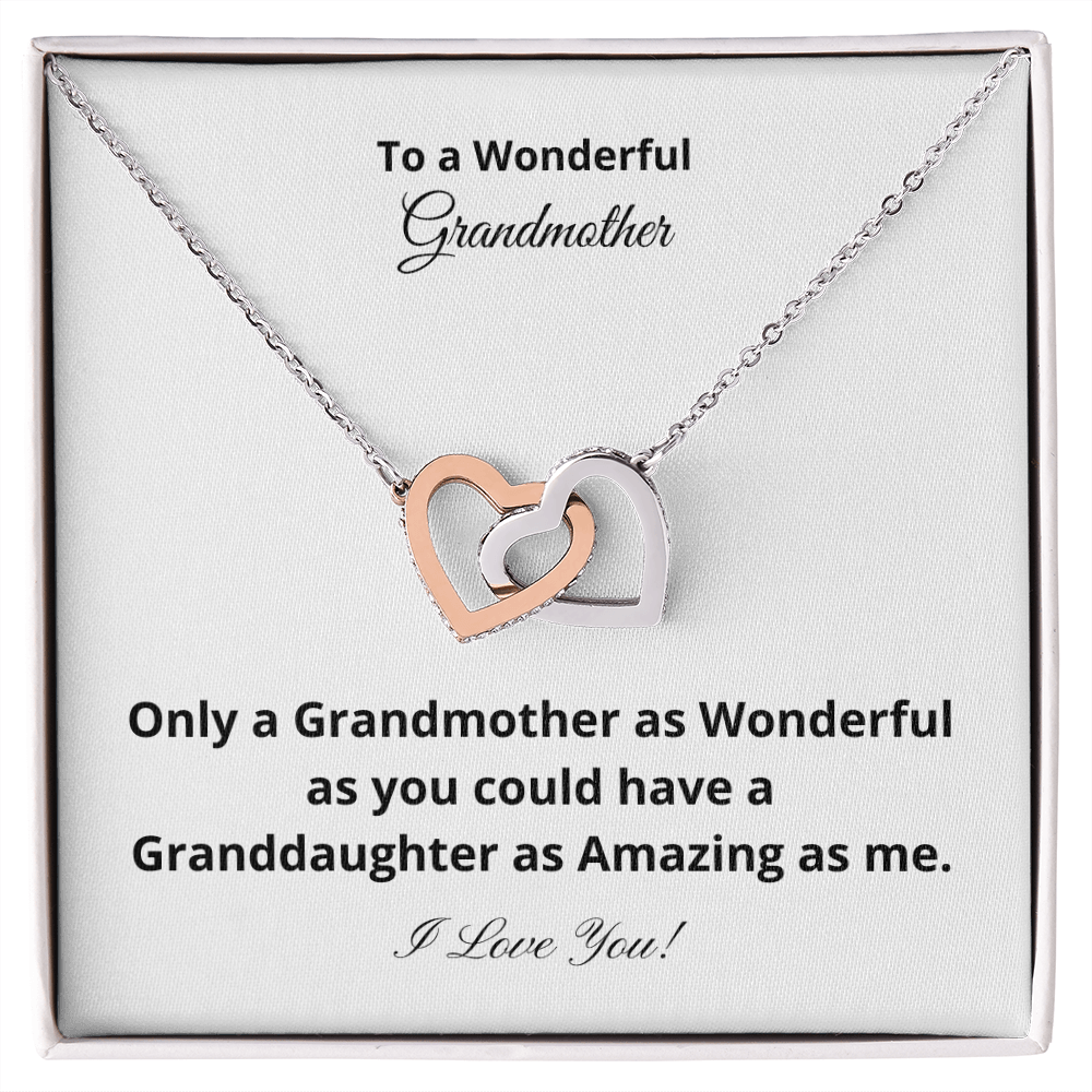 To A Wonderful Grandmother - Amazing Granddaughter (Interlocking Hearts necklace)