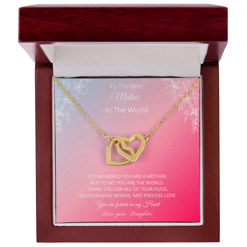To The Best Mother In The World - Pink (Interlocking Hearts necklace)