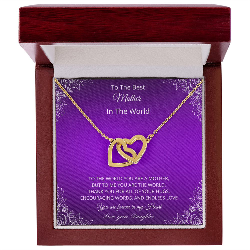 To The Best Mother In The World - Purple (Interlocking Hearts necklace)
