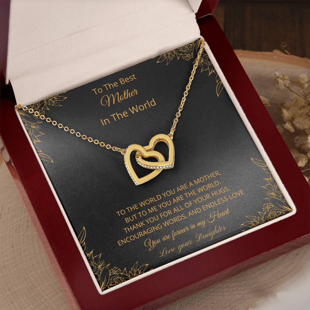 To The Best Mother In The World - Black (Interlocking Hearts necklace)