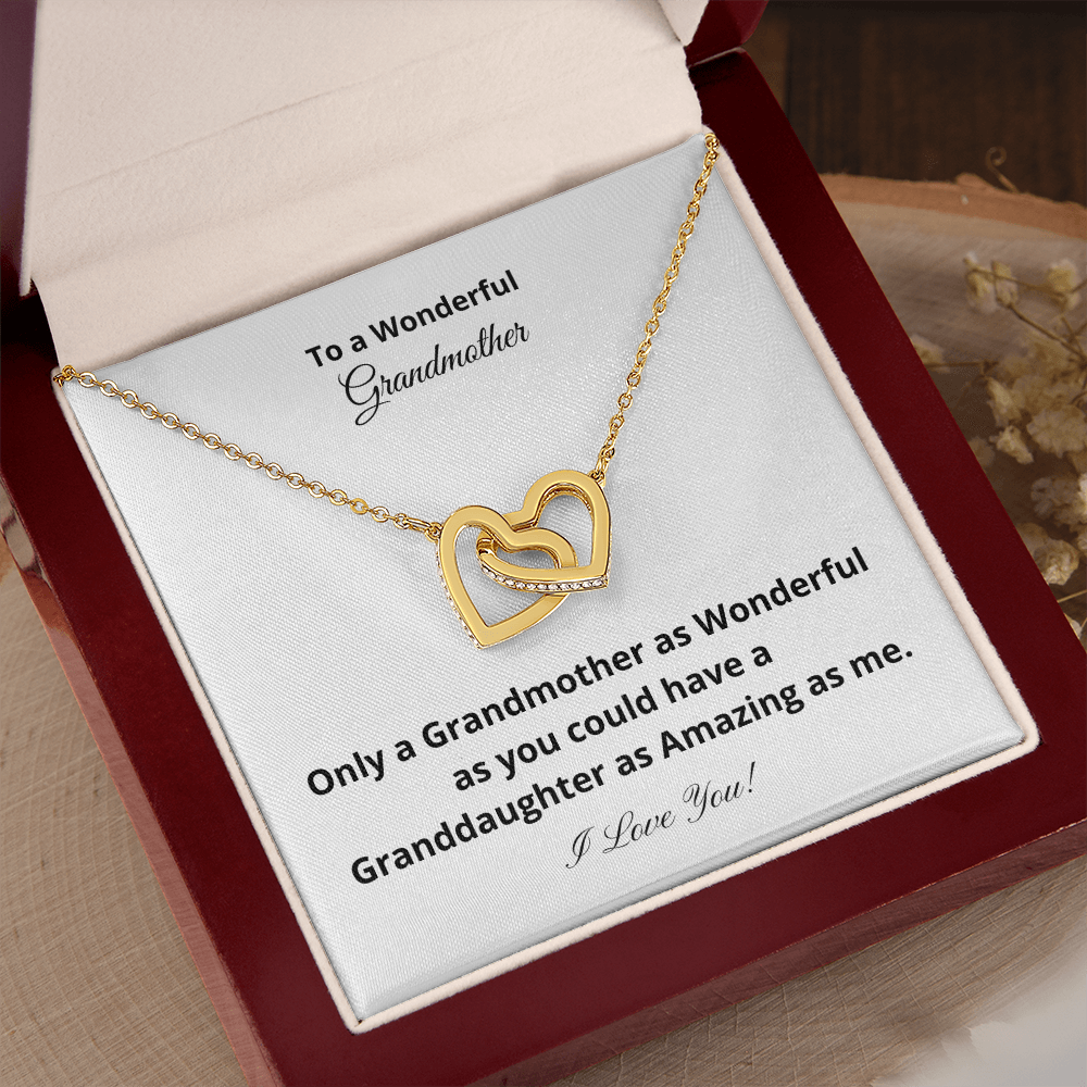 To A Wonderful Grandmother - Amazing Granddaughter (Interlocking Hearts necklace)
