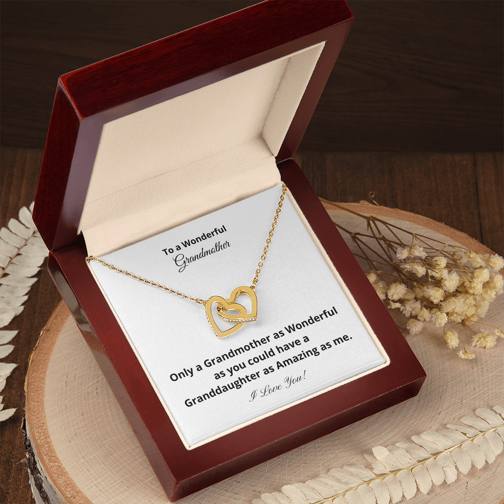 To A Wonderful Grandmother - Amazing Granddaughter (Interlocking Hearts necklace)