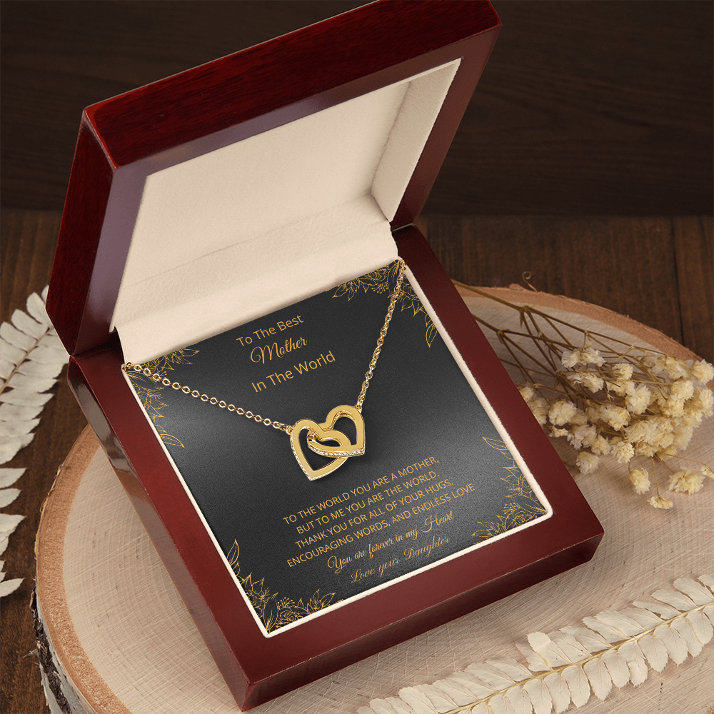 To The Best Mother In The World - Black (Interlocking Hearts necklace)