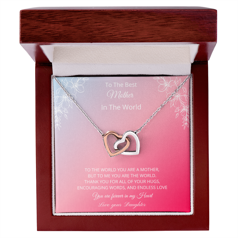 To The Best Mother In The World - Pink (Interlocking Hearts necklace)