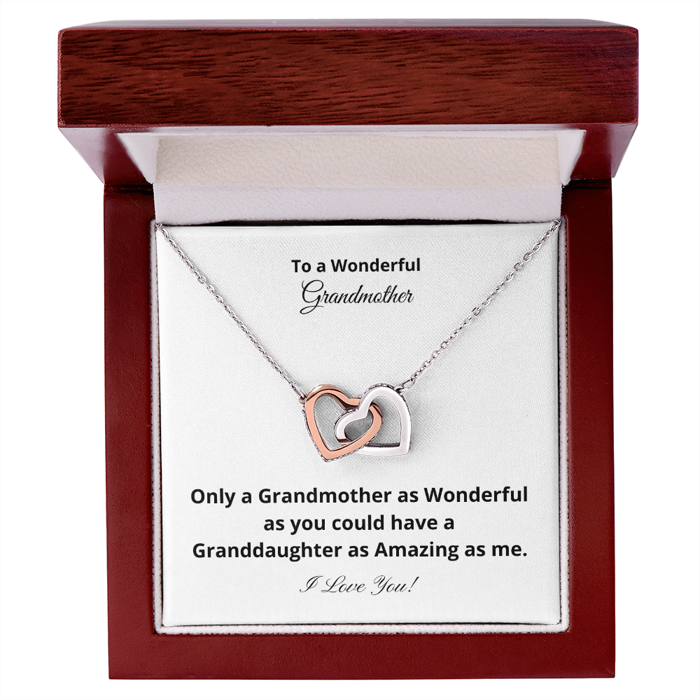 To A Wonderful Grandmother - Amazing Granddaughter (Interlocking Hearts necklace)