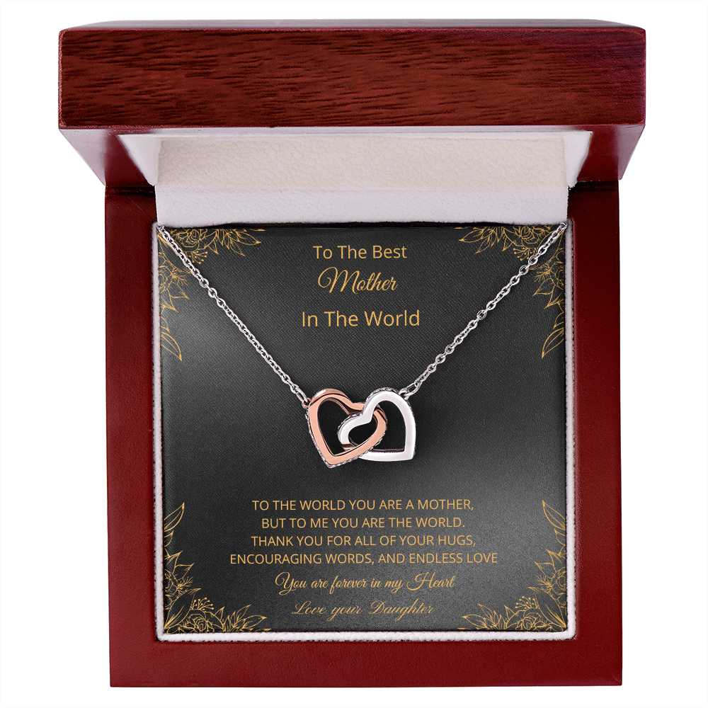 To The Best Mother In The World - Black (Interlocking Hearts necklace)